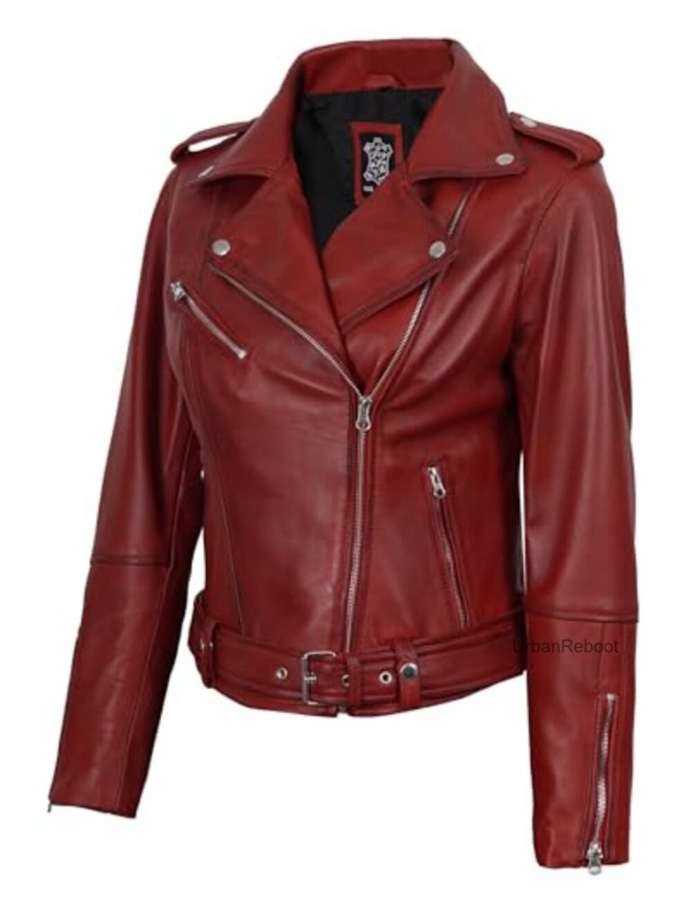 Real Lambskin Leather Jacket Womens Asymmetrical Motorcycle Zip Moto